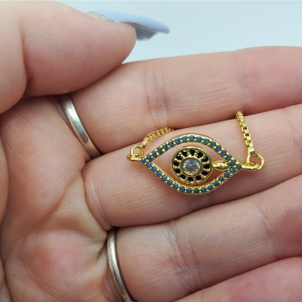 Hand Crafted Evil Eye Adjustable Slider Bracelet - Picture 10 of 14